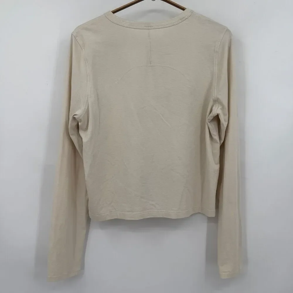 Lululemon Natural Ivory Classic Fit Cotton Blend Long Sleeve T-Shirt Size Medium